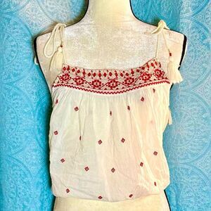Free People Eternal Love Embroidered Tassel Ties Top Sz L